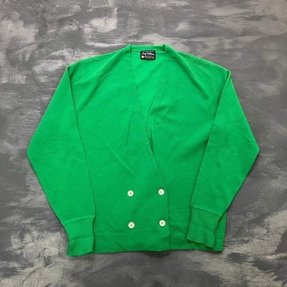 Vintage Puritan Cardigan Mens Large Green 1960s Andy Williams